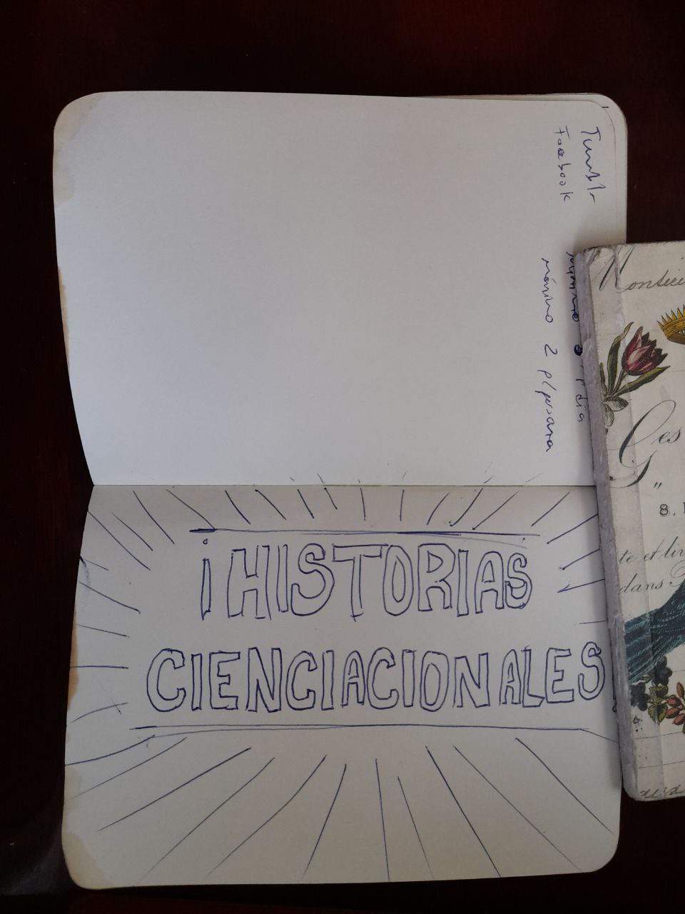 Imagen de otra página del cuaderno del nombre decidido: ¡Historias Cienciacionales!